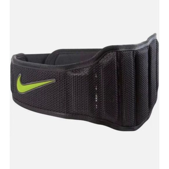 Nike Structured Weight Lifting Belt Size Large Black/ Volt NWT - Picture 1 of 10